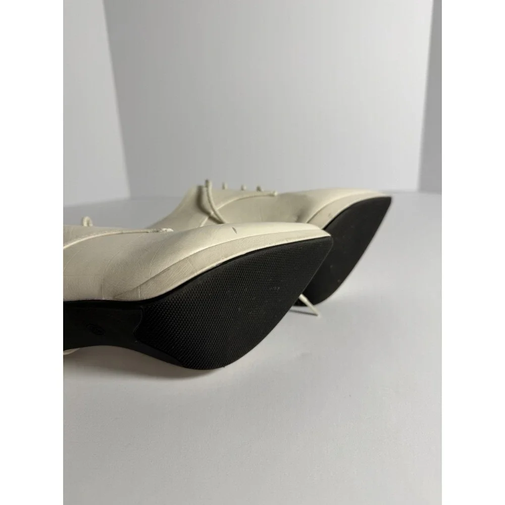 Cream Faux Leather Lace-Up Pointed Toe High Heels Size 6 W-36- Used- Good Cond - Picture 6 of 6
